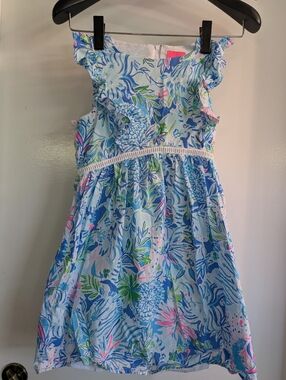 Lilly Pulitzer Girl Madelina shift dress Lion Around print size 10 Pink And Blue